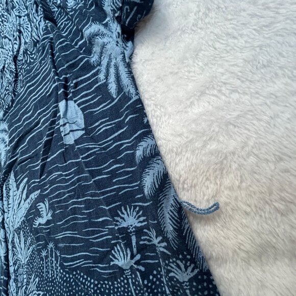 Desmond & Dempsey X H&M Women Tropical Print Blue Shift Dress Blue V-Neck Casual - Picture 5 of 8